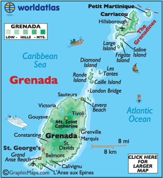 Looking for a great vacation spot with lots to do, Grenada is your spot. Grenada Map, Grenada Island, America Outline, Grenada Caribbean, Victoria Beach, Caribbean Hotels, Spice Island, Physical Map, North America Map