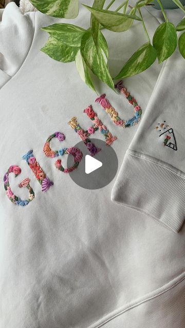 Embroidered Hoodie Diy, Embroidery On Hoodies, Hoodie Embroidery, Hoodie Diy, Embroidered Initials, Diy Sweatshirt, Embroidery Hoodie, Embroidered Hoodie, Custom Hoodies