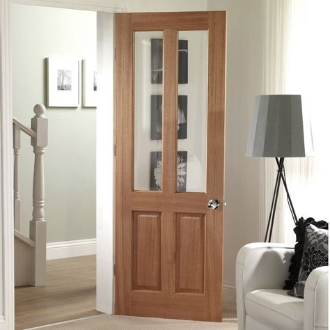 Door Set Kit, Malton Oak Door - Bevelled Clear Glass - No Raised Mouldings. #glazeddoor #maltondoorwithglass #internaldoor Oak Glazed Internal Doors, Cottage Style Doors, Internal Glazed Doors, Door Frame Molding, Internal Oak Doors, Internal Glass Doors, Elegant Doors, Doors With Glass, Contemporary Doors