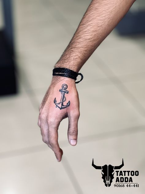 Tattoo Adda Rajkot , Gujarat ☎️:- 90168 44-441. #anchor #handtattoo #tattoo #boy #boystattoo #tattoos #tattoo #unique #design #boytattoo #handtattoo #tattoolovers #tattoo #tattooart #artist #tattooing #tattooadda #rajkot #gujrat #hemalbarot #tattooadda Anchor Neck Tattoo, Anchor Hand Tattoo Men, Hand Tattoo Men, Small Anchor Tattoos, Tattoo Boy, Small Anchor, Tattoo Unique, Anchor Tattoo, Boy Tattoos