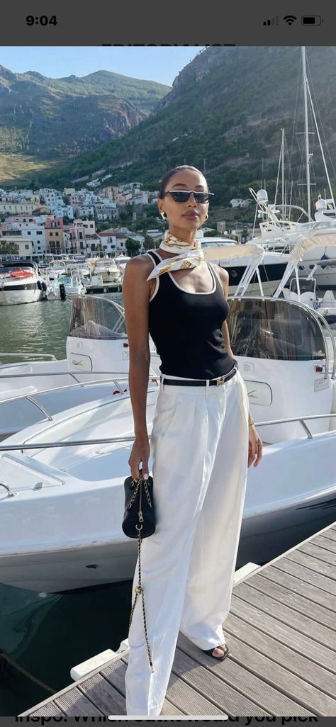 At Tropez Outfit, French Riviera Style Outfits Summer, Amalfi Coast Aesthetic Outfit, Humidity Outfit Summer, Saint Tropez Outfits Summer, Monaco Summer Outfits, Saint Tropez Aesthetic Outfit, St Tropez Aesthetic Outfit, European Summer Outfits Old Money