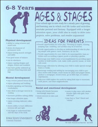 6-8 Years -- Ages and Stages - Thumbnail Child Development Psychology, Child Development Stages, Social And Emotional Development, Ages And Stages, Infant Lesson Plans, Development Milestones, Adolescent Health, Learning Support, Developmental Stages