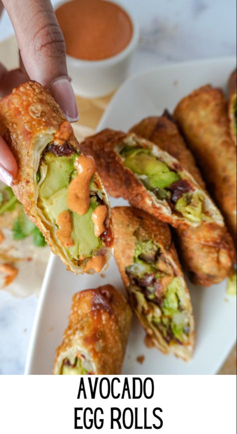 Avocado Rolls Recipe, Vegetarian Eggrolls Recipes, Cheesecake Factory Avocado Egg Rolls Sauce, Avocado Wraps Recipes, Healthy Egg Roll Wrapper Recipes, Bjs Avocado Egg Rolls Recipe, Cpk Avocado Egg Rolls Recipe, Fried Avocado Recipes, Baked Avocado Recipes