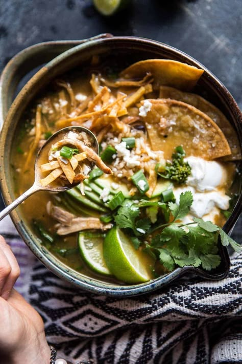 Chicken And Rice Tortilla Soup, Salsa Verde Chicken And Rice, Half Baked Harvest Recipes, Verde Chicken, Wine Alcohol, Salsa Verde Chicken, Soup Chicken, Harvest Recipes, Chicken Tortilla Soup