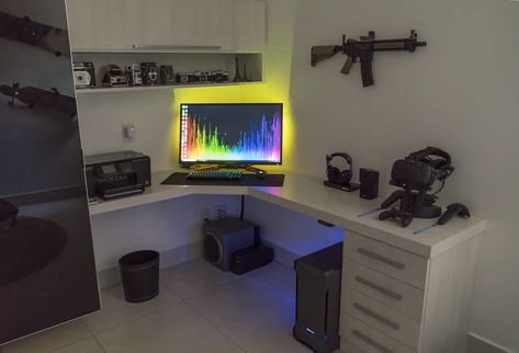 @setupgamingfr  - Gaming  - setup Gaming  - Room gamer - room gamer girl  - gamer bedroom  - gaming room ideas  - Gamer  - Youtuber Corner Gaming Desk Ideas, Corner Gaming Setup, Gaming Desk Ideas, Gaming Room Ideas, Corner Gaming Desk, Computer Ideas, Bedroom Moodboard, Desk Idea, Bedroom Gaming