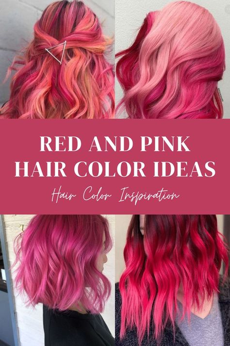 Dreaming about red and pink hair? This beautiful hair color is having its moment and we took the time to find some of the best examples on how to pull of this head-turning color combination. Different Pink Hair Colors, Red N Pink Hair, Pink N Red Hair, Pink Balayage Red Hair, Hot Pink Red Hair, Red Short Hair Ideas, Flamingo Hair Color, Red To Pink Hair, Pink Hair Color Ideas For Short Hair