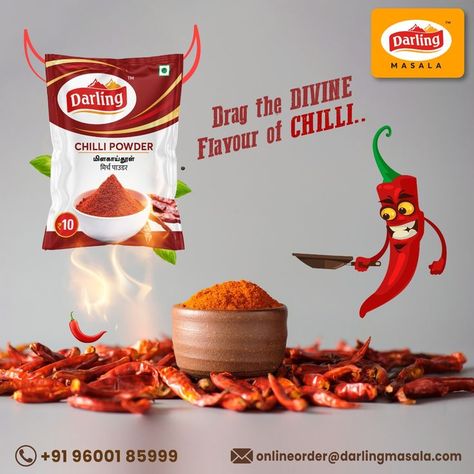 Chilli Creative Ads, Masala Creative Ads, Spices Branding, Nice Dp, Jewelry Packaging Diy, Product Flyer, Spices Packaging, Photoshop Tutorial Graphics, Digital Advertising Design