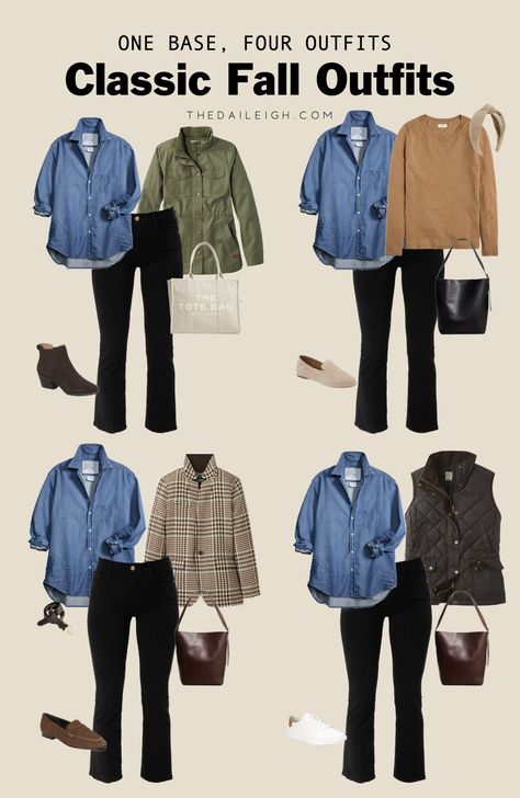 How To Wear The Same Clothes Different Ways, Fall Outfits Over 40, 2024 Casual Fall Outfit Ideas, What To Wear in Fall Over 50, Fall Wardrobe for Women Over 40 Fall Colors Outfits, Fall Outfits For Women Over 50, 2024 Clothes, Creating Outfits, Over 40 Outfits, Classic Outfits For Women, 50th Clothes, Fall Workwear, Mom Wardrobe