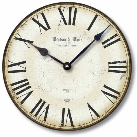 Amazon.com - Item C8114 Vintage Style 12 Inch Roman Numerals Clock - Wall Clocks Old Fashioned Clock, Roman Clock, Clock Drawings, Roman Numeral Clock, Farmhouse Wall Clocks, Clock Tattoo Design, Traditional Wall Clocks, Clock Painting, Small Clock