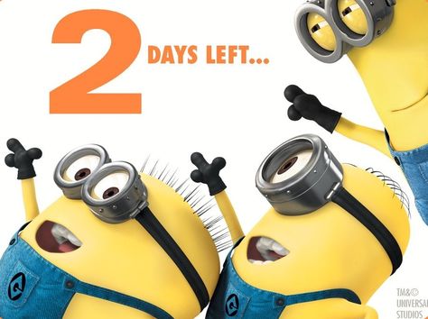 Minions countdown via www.Facebook.com/DespicableMe 2 More Days Countdown, Days To Go Countdown, Kids Come First, 2 More Days, 2 Days Left, Summer Menu, Day Countdown, Day Left, Word Pictures