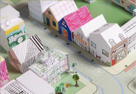 Your Kids Can Create A Paper City And Learn About Architecture. Here's How Cardboard City, Paper House Template, British Architecture, House Template, Foster Partners, Story Activities, Paper City, Norman Foster, Paper House