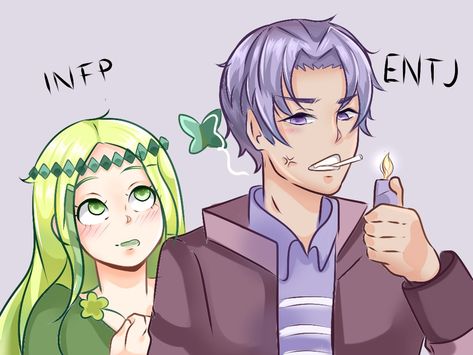 Entj Infp Ship, Entj Infp Relationship Fanart, Mbti Infp X Entj, Infp X Entj Art, Infp Entj Fanart, Entj Infp Relationship, Mbti Infp Ship, Entj Personality Fanart, Entj X Infp Relationship