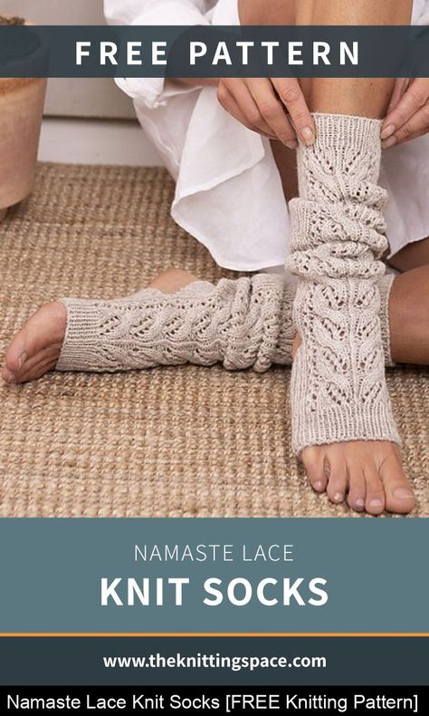 Level Up Your Yoga Outfit With These Namaste Lace Knit Socks Knit Yoga Socks, Cozy Knit Socks, Yoga Socks Knitting Pattern Free, Knit Legwarmers Pattern, Lace Socks Knitting Pattern, One Skein Knitting Patterns, Knitting Socks Pattern Free, Spring Knitting Projects, Knitting Pattern Leg Warmers