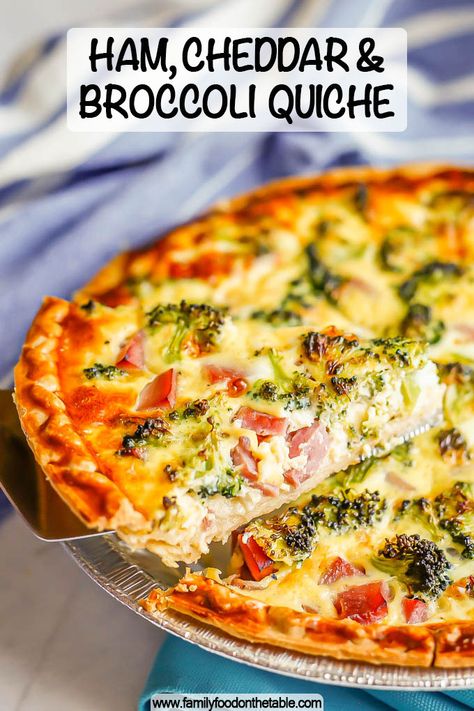 Leftover Ham Quiche Recipes, Ham Cheese Broccoli Quiche, Ham And Brocolli Quiche, Broccoli Ham Quiche Recipes, Quiche Ham Broccoli Cheese, Quiche Recipes Premade Crust, Broccoli Quiche Recipes Easy, Ham And Broccoli Quiche Recipes, Broccoli Ham And Cheese Quiche