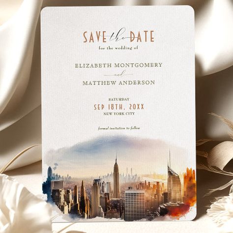 Save The Date New York City Destination Invitation #zazzle #weddinginvitations #birthdayinvitations #babyshowerinvitations #zazzleinvitations #monogram #businesscards #graduation #homedecor New York City Central Park, Wedding Invitations Romantic, Save The Date Card, Unique Invitations, Formal Invitation, Save The Date Invitations, Nyc Wedding, Beautiful City, City Wedding