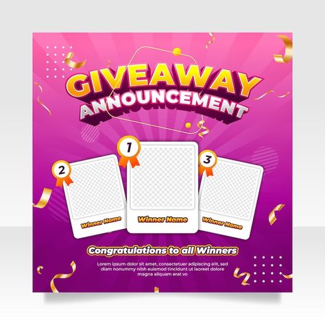 Winner Announcement Poster, Announcement Social Media Post, Giveaway Winner Announcement, Freelance Invoice Template, Announcement Poster, Sponsorship Package, Christmas Cookie Party, Babymoon Photos, Winner Announcement