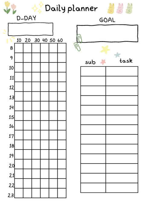 Planer For Study Cute, Korean Planner Template, Korean Daily Planner, Korean Study Plan, Korean Study Schedule, Korean Study Planner Printable, Planer For Study, Korean Study Planner, Korean Planner