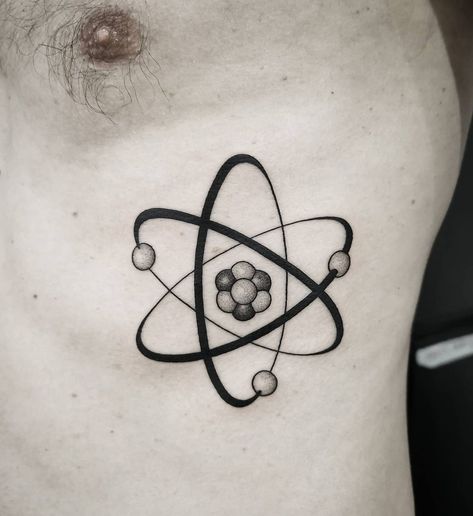 Atoms Tattoo Design, Atomic Tattoo Design, Atom Tattoo Design, Physics Tattoo Ideas, Tattoos Science, Science Tattoo Ideas, Atomic Tattoo, Physics Tattoos, Scientific Tattoo