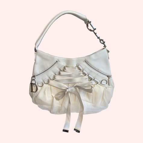 Dior Ballet Bag, Coquette Handbag, Y2k Reference, Dior Y2k, Coquette Bag, Ballet Ribbon, 2000s Fashion Icons, Y2k Bags, Ribbon Bag