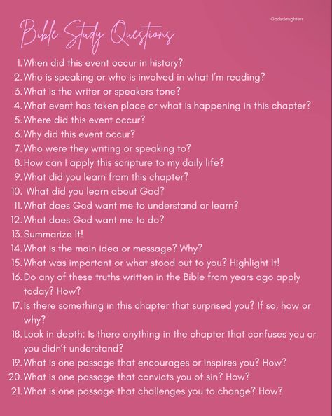 Questions For Bible Study, Kingdom Minded, Bible Study Questions, Spiritual Questions, Study Method, Bible Topics, Christian Journaling, Bible Study Guide, Research Question