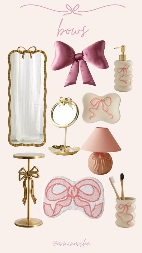 Eloise Bow Floor Mirror curated on LTK Bow Room Decor, Bow Bedroom, Bow Mirror, Pink Dorm Rooms, Dream Dorm Room, Fancy Bedroom, Pink Dorm, Girly Apartments