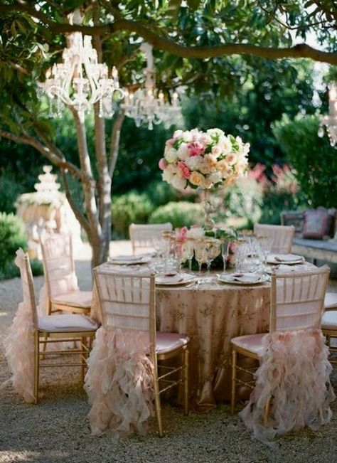 Intimate luncheon with the ladies. Skirt Diy, Outdoor Chandeliers, Deco Floral, Fairytale Wedding, Here Comes The Bride, Better Homes And Gardens, Decoration Table, Table Set, Wedding Bells