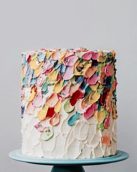 Painted Cake, Painted Cakes, Dessert Bar, 자수 디자인, Water Colors, Vegan Cake, White Cake, Wedding Cake Designs, Fancy Cakes