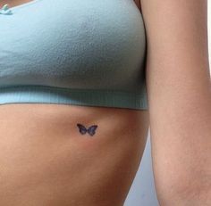 Small Blue Butterfly Tattoo Under Breast Ušný Piercing, Tiny Butterfly Tattoo, Blue Butterfly Tattoo, Petit Tattoo, Small Butterfly Tattoo, Tattoo Aesthetic, Men Tattoos, Inspiration Tattoos, Small Girl Tattoos