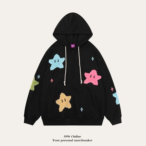 Kpop Hoodie, Hoody Kpop, Y2k Kawaii, Body Proportions, Grunge Look, Cute Pajamas, Simple Embroidery, Whimsical Fashion, Button Top