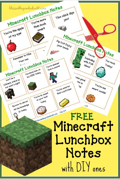 Minecraft Lunchbox Notes - Awesome!!!! Minecraft Lunch, Free Printable Minecraft, Lunch Jokes, Printable Minecraft, Family Motivation, Lunchbox Jokes, Lunchbox Notes, Kids Lunch Ideas, Lunch Notes