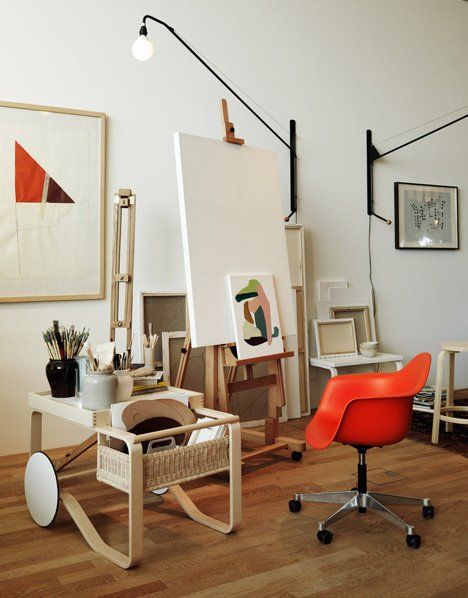 Home Art Studios, Art Studio Lighting, Studio Apartment Design, Art Studio Space, Art Studio Room, Art Studio Design, Decor Studio, Art Studio At Home, Studio Room