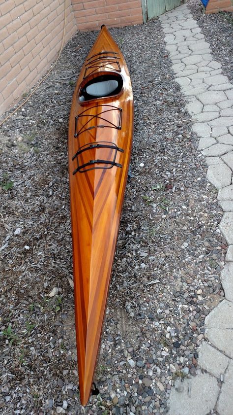 Cedar Wood Strip Built Kayak Wooden Boat 17' | eBay Canoe For Sale, Cedar Strip Kayak, Duck Boat Blind, Wood Kayak, Wooden Kayak, Cedar Strip Canoe, Wood Canoe, Wood Boat Plans, Plywood Boat Plans