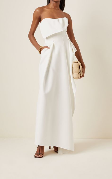 Chic Cocktail Dress, White Cocktail, Crepe Gown, Stylish Suit, Strapless Gown, Dress Inspo, Classic Wardrobe, Tailored Dress, Best Wear