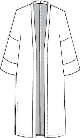 Long Kimono Jacket Sewing Pattern, Abaya Flat Sketch, Abaya Designs Drawing, Kimono Flat Sketch, Abaya Template, Abaya Sketch Design, Modern Abaya Pattern, Kimono Design Pattern, Long Jacket Pattern