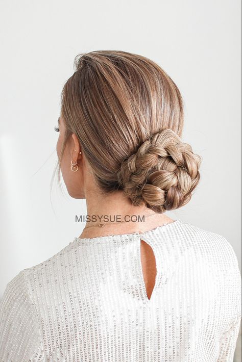 Braided Low Bun Hairstyles, Low Braided Bun, Braided Low Bun, Low Bun Hairstyle, Easy Braided Updo, 2 Braids, Low Bun Hairstyles, Ponytail Bun, Double Braid