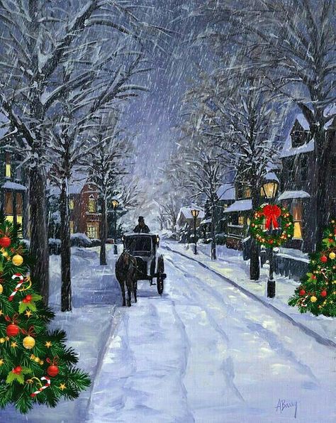 Pintura Exterior, Thomas Kinkade, Winter Magic, Winter Scenery, Horse Drawn, Sleigh Ride, Snow Scenes, Christmas Scenes, Winter Pictures