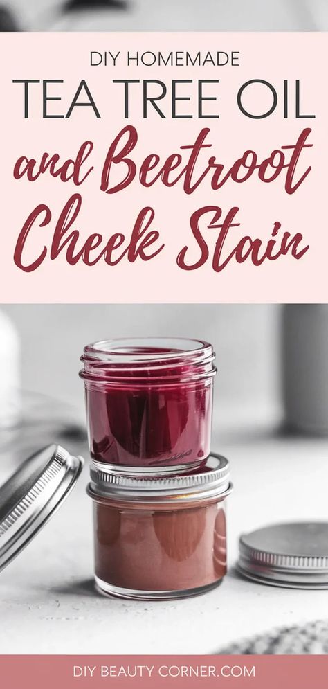 DIY Tea Tree Oil & Beetroot Cheek Stain Tint Recipe, Diy Tea Tree Oil, Blush Tutorial, Homemade Blush, Homemade Coconut Oil, Simple Makeup Natural, Homemade Skincare, Skincare Recipes, Diy Coconut Oil