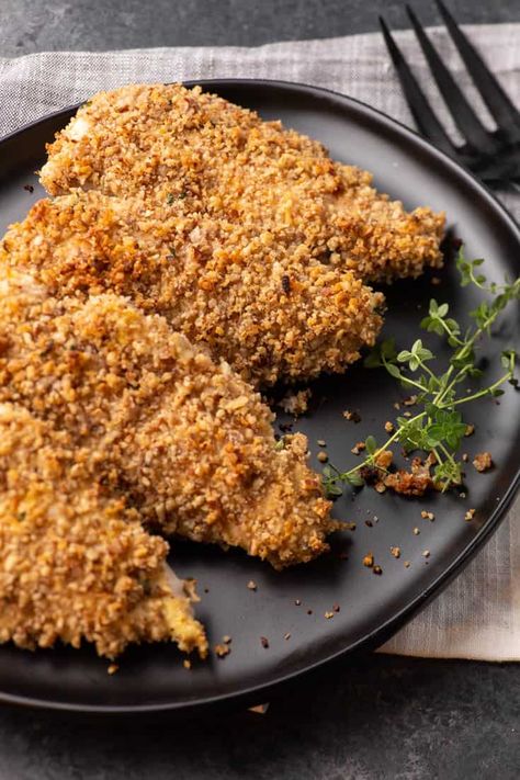 Nut-Crusted Chicken with Lemon and Thyme Nut Crusted Chicken, Thyme Butter, Chicken With Lemon, Tender Chicken Breast, Crusted Chicken, Yummy Chicken Recipes, Best Chicken Recipes, Tender Chicken, Boneless Skinless Chicken Breast