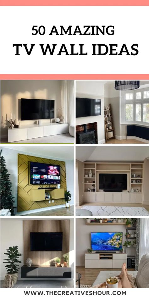 50 Amazing TV Wall Ideas That Can Never Go Out Of Style Wall Behind Tv, Tv Wall Panel, Tv Wall Ideas, Deco Tv, Tv Feature Wall, Tv Fal, Tv Wall Cabinets, Wall Unit Designs, Tv Unit Decor