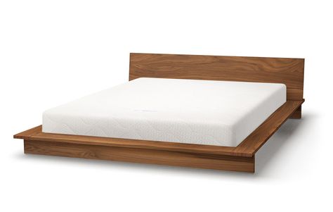 Low Height Bed, Low Platform Bed Frame, Wooden Bed Side Table, Bed Side Table Design, Japanese Style Bed, Low Platform Bed, Platform Bed Designs, Unique Bedroom Design, Natural Bed