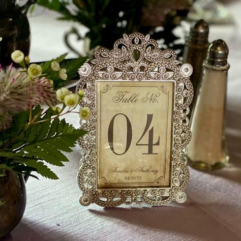 Elegant Vintage Wedding 4" x 6" Table Numbers Photo Print 1920s Glam Wedding, Vintage Table Numbers Wedding, Romantic Vintage Wedding Ideas, Victorian Themed Wedding, Vintage Theme Wedding, Vintage Wedding Aesthetic, Vintage Romantic Wedding, Vintage Table Numbers, Bank Wedding