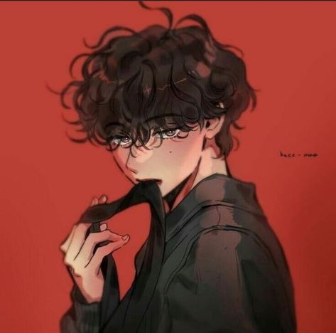 Curly Guy Hair Drawing, Curly Hair Drawing Reference, Brown Hair Anime Boy, Anime Boy Art, Anime Curly Hair, Brown Hair Male, Boy Hair Drawing, Oc Concept, Brown Hair Boy