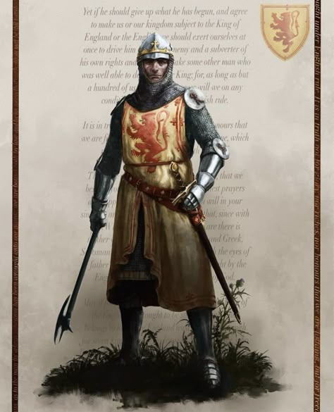 Scottish Soldier, Medieval Scotland, Fantasy Knight, Scottish Warrior, Scotland History, Crusader Knight, Medieval Armor, Art Characters, Crusades