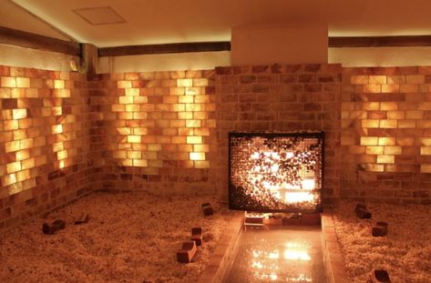 Himalayan Salt Wall, Korean Spa, Salt Wall, Salt Room, Spa Life, Sauna Room, Salt Lamps, Himalayan Salt Lamp, Salt Lamp