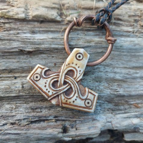 Tors Hammer, Handmade Viking Style Necklaces, Viking Style Engraved Jewelry For Larp, Thors Hammer Mjolnir, Viking Pendant Jewelry Gift, Younger Futhark Runes, Viking Crafts, Younger Futhark, Thors Hammer Necklace