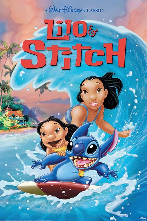 PRICES MAY VARY. Movie / TV Show Poster Lilo & Stitch - Waveriding Poster Size: 24" x 36" Poster Material: Paper Movie Poster / TV Show Poster Disney Animal Duos, Lilo And Stitch Advent Calendar, Disney Cross Stitch Patterns Lilo And Stitch, Nani And David Costume Lilo Stitch, Wallpaper Disney Stitch, Lilo And Stitch Movie, Disney Poster, Stitch Movie, Stitch Coloring Pages