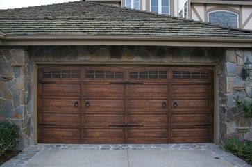 Cheap Garage Doors, Faux Wood Garage Door, Carriage Garage Doors, Wooden Garage Doors, Wood Garage, Modern Garage Doors, Garage Door Types, Garage Door Styles, Fake Wood