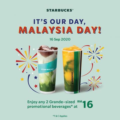 Starbucks Malaysia Day Promotion 2 Grande-Sized @ RM16 on 16 September 2020 Merdeka Sale Poster, Malaysia Day Poster Design, Merdeka Sale Design, Malaysia Day Poster, Street Churros, Poster Merdeka, Brand Layout, Malaysia Day, Promotion Poster Design