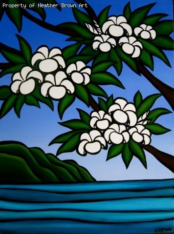 Spring Plumeria - Heather Brown Heather Brown Art, North Shore Kauai, Brown Artwork, The Godmother, Beach Drawing, Boho Art Drawings, Hawaiian Art, Brown Painting, Heather Brown