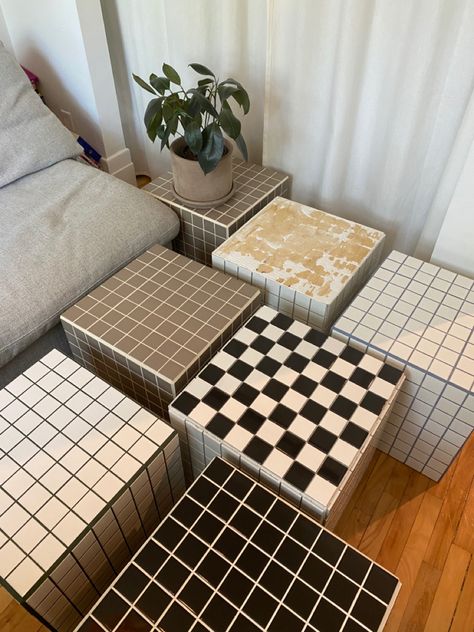 Tile Furniture Diy, Color Palette Living Room, Tile Furniture, Tile Table, Diy Tile, Diy Crafts Room Decor, Diy Home Furniture, Refurbished Furniture, Ikea Diy